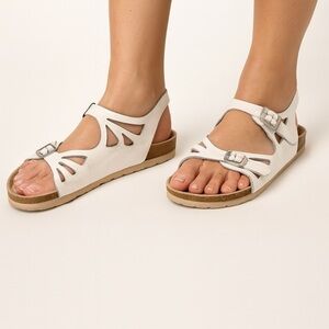 Birkenstock Rare White Cutout Leather Sandals  Comfort Summer Shoes Size 41